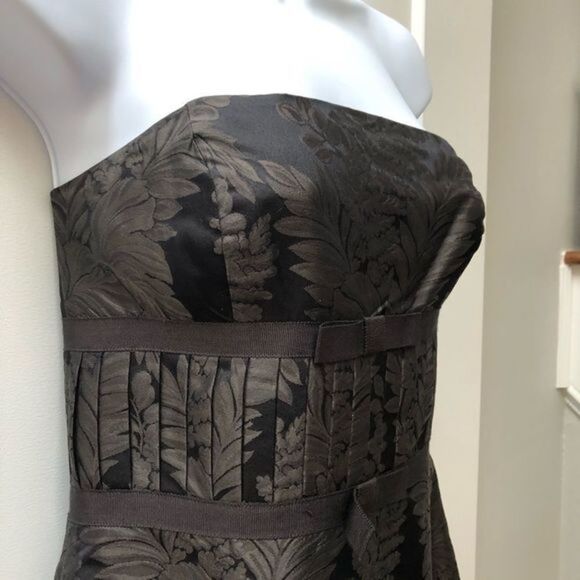 Ann Taylor strapless black and copper silk brocade a-line dress woman’s size 2 - Picture 3 of 6